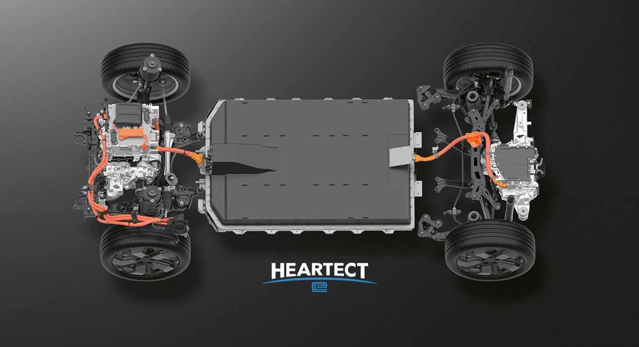 Die HEARTECT-e Plattform bestehend aus der vollelektrischen Antriebseinheit eAxle und der Lithium-Eisenphosphat-Batterie.