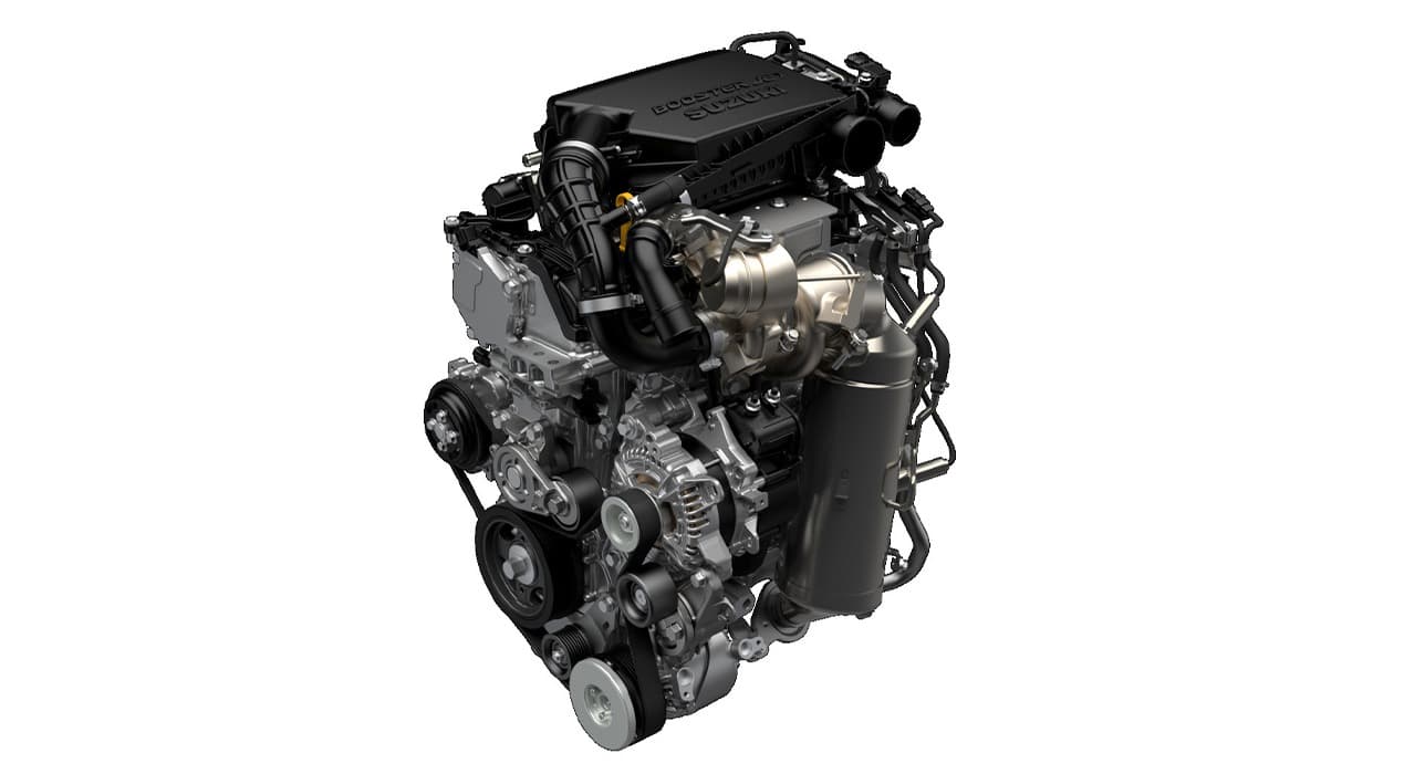 Abbildung zeigt 1.4-Liter-BOOSTERJET-Motor mit 48V Mild-Hybrid System