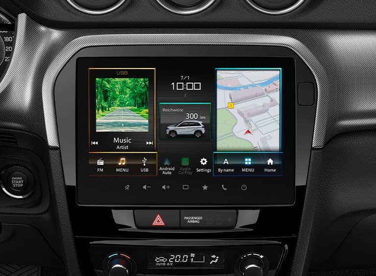 Abbildung zeigt 9 Zoll HD-Touchscreen