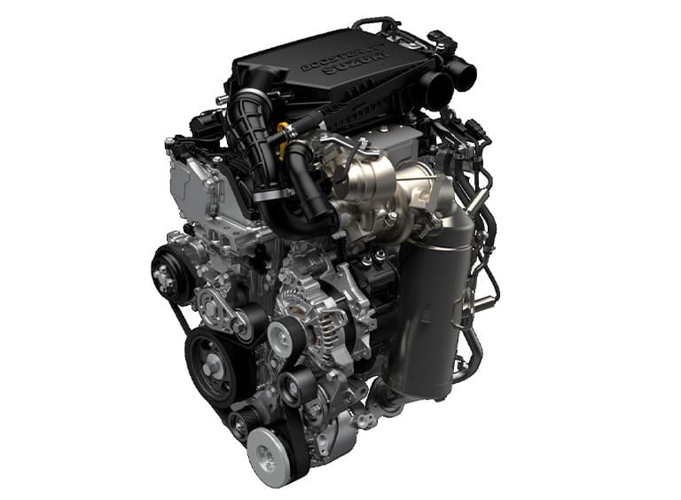 Abbildung zeigt 1.4-Liter-BOOSTERJET-Motor mit 48V Mild-Hybrid System