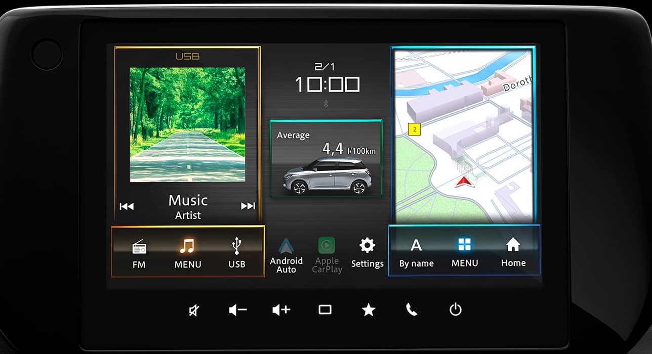 Abbildung zeigt 9 Zoll HD-Touchscreen