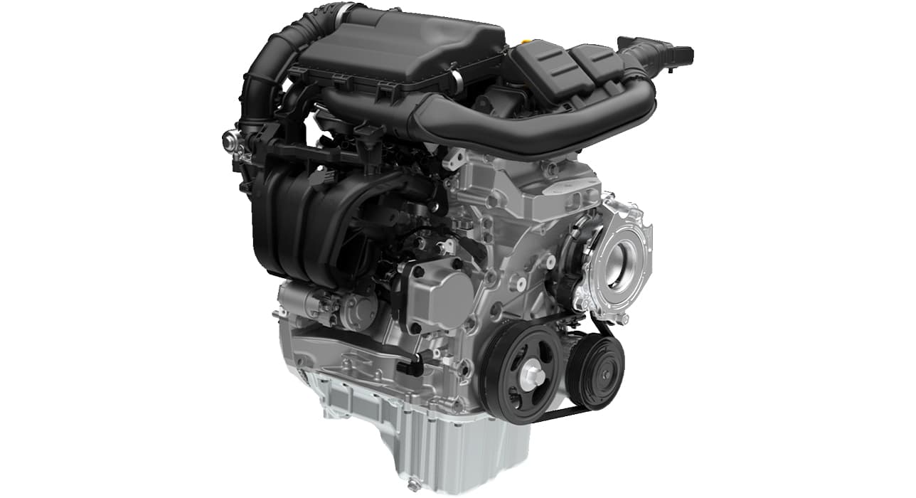 Abbildung zeigt 1.2-Liter-Dreizylinder-Motor mit HYBRID-System