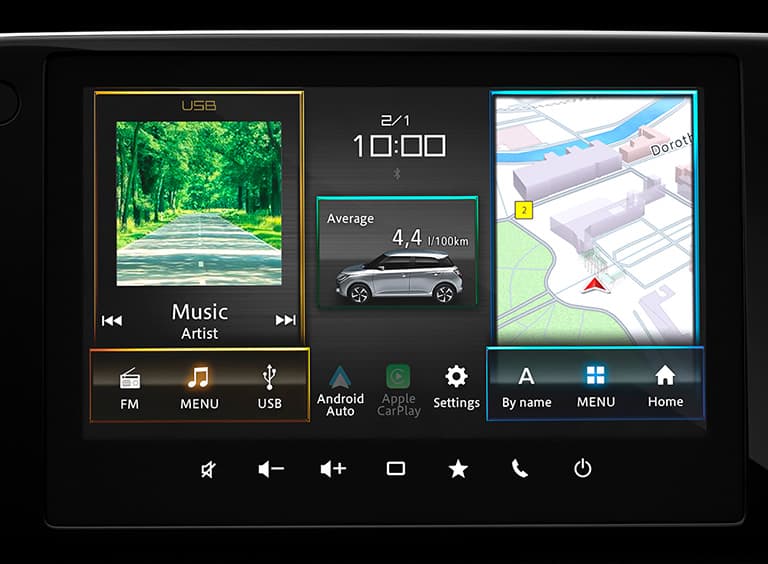 Abbildung zeigt 9 Zoll HD-Touchscreen
